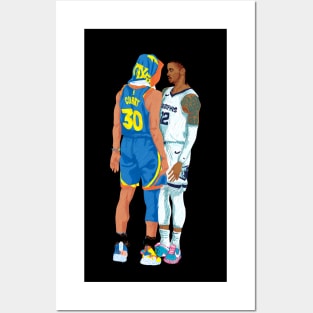 Ja morant x Steph curry - black Posters and Art